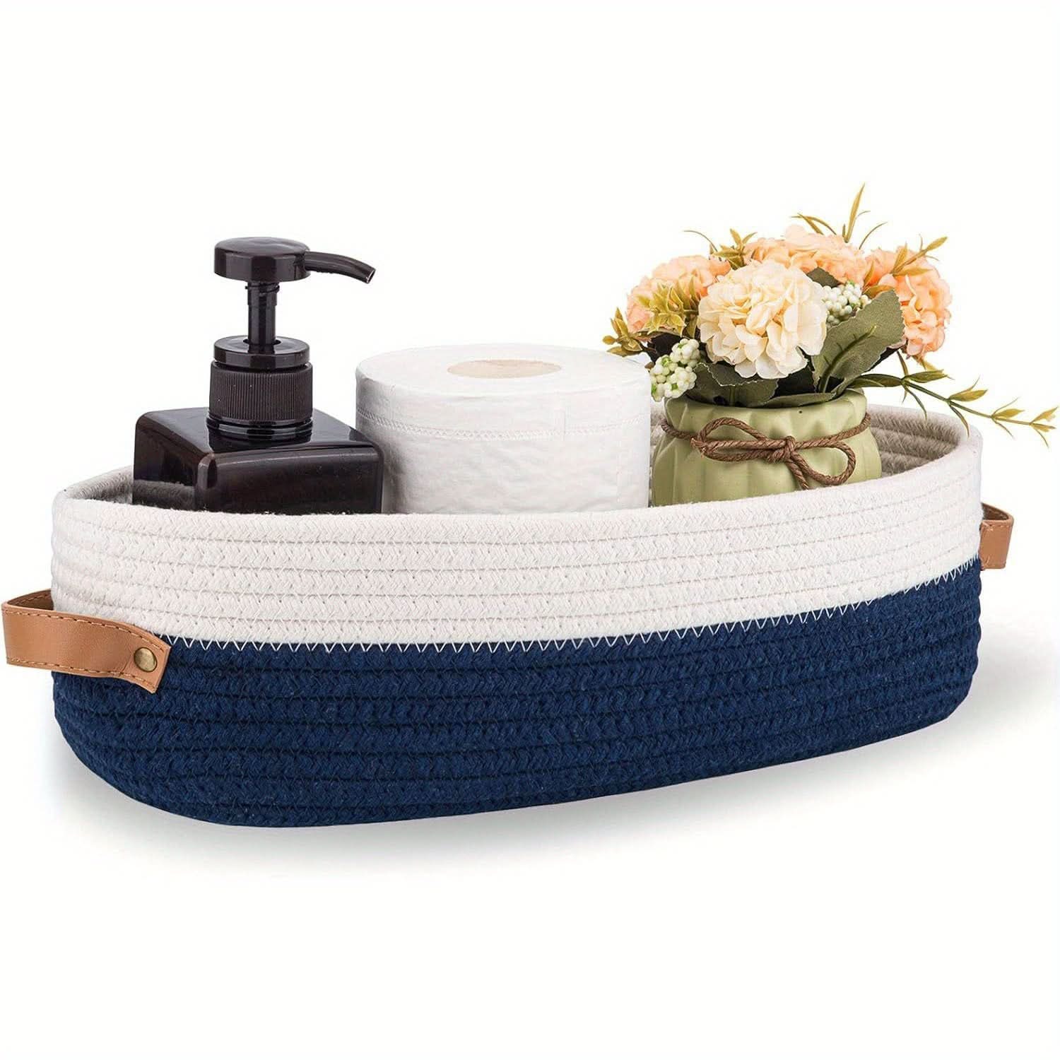 Oval Woven Basket for Bathroom Storage and Organization