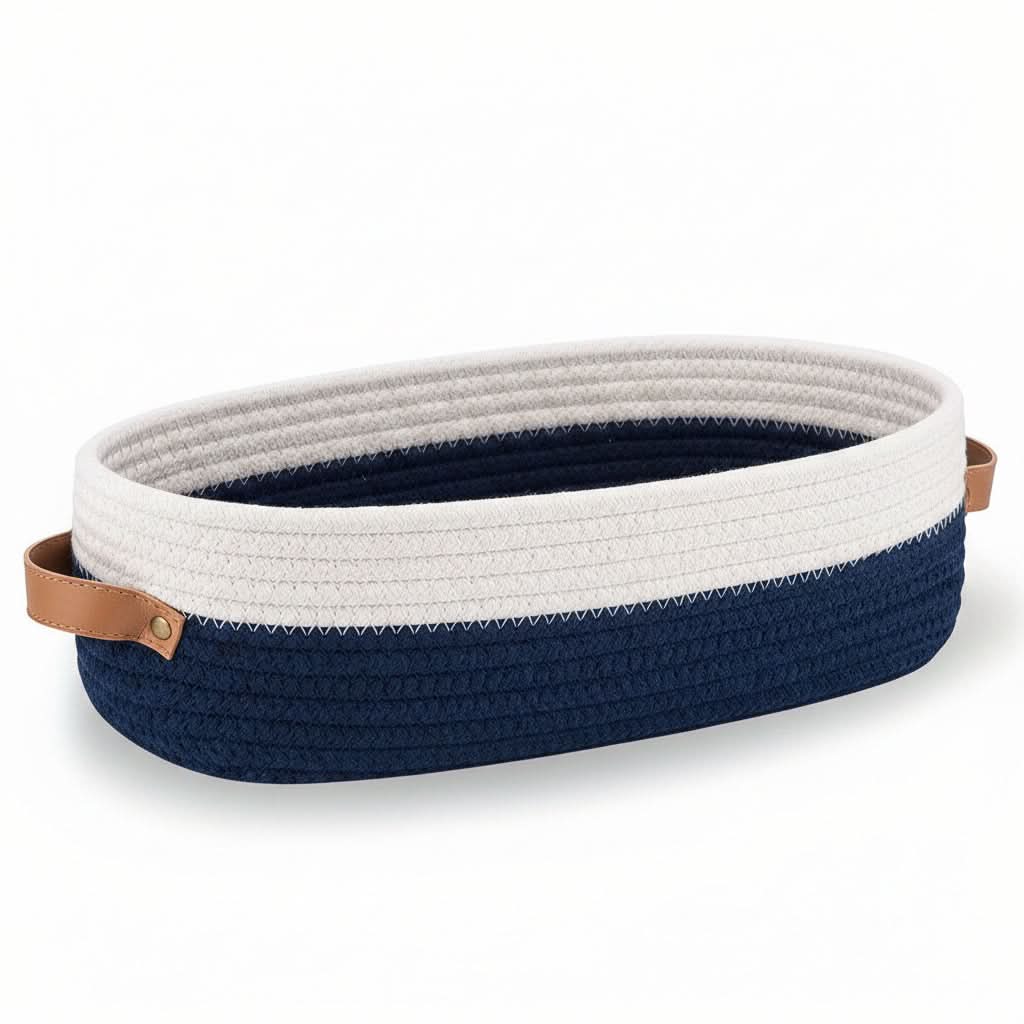 Oval Woven Basket for Organizing Bathroom Essentials