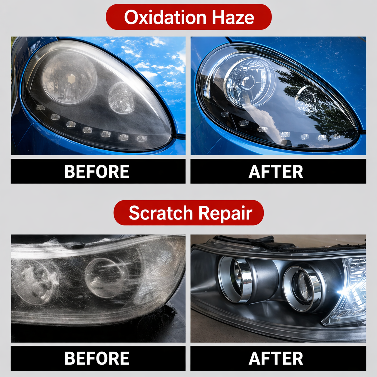 Headlight Restoration Fluid | Removes Yellowing | Instant Clarity | UV Protection