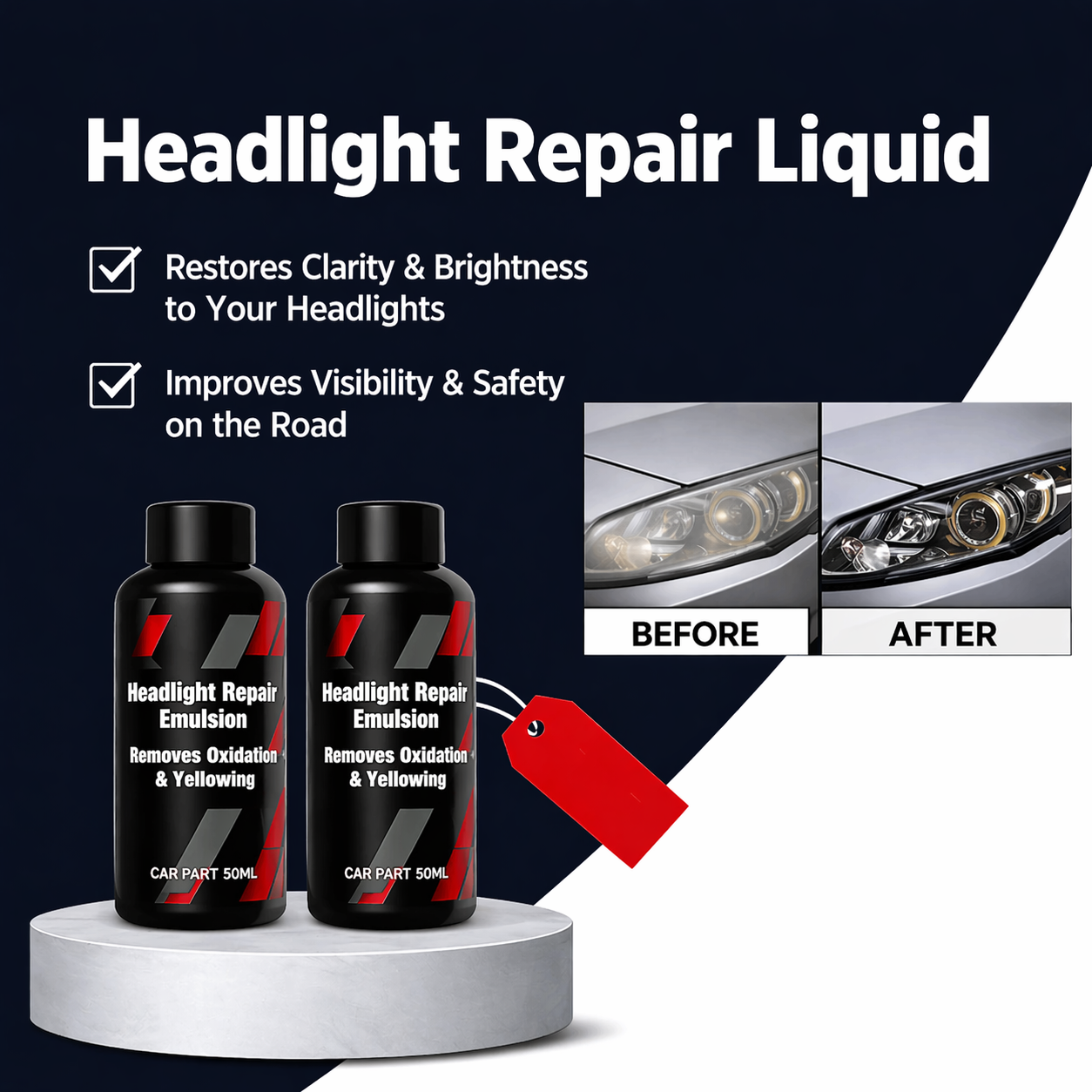 Headlight Restoration Fluid | Removes Yellowing | Instant Clarity | UV Protection