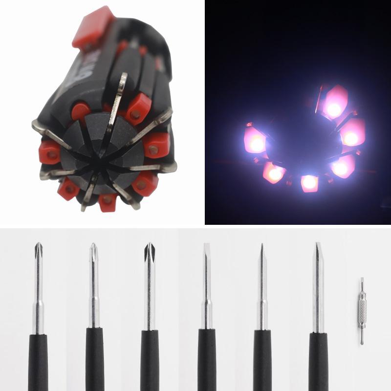 Screwdriver Tool with Quick-Replace Parts and Work Light