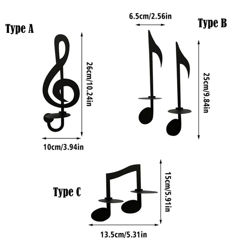 Black Music Note Wall Light | Candle Holder | Tealight Illumination