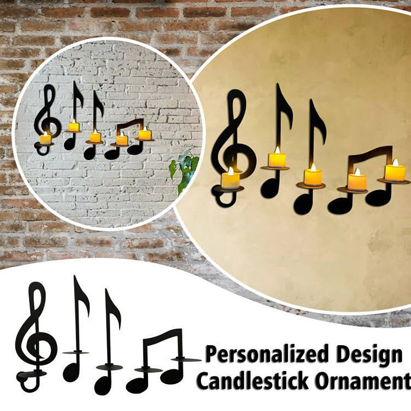 Black Music Note Wall Light | Candle Holder | Tealight Illumination