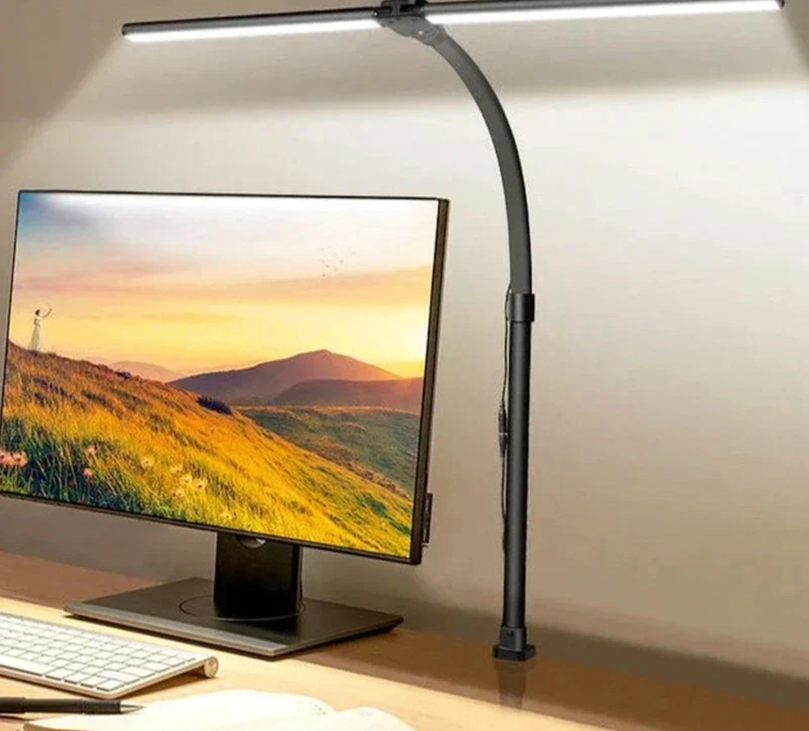 Dual-Head LED Desk Lamp with Adjustable Color and Brightness