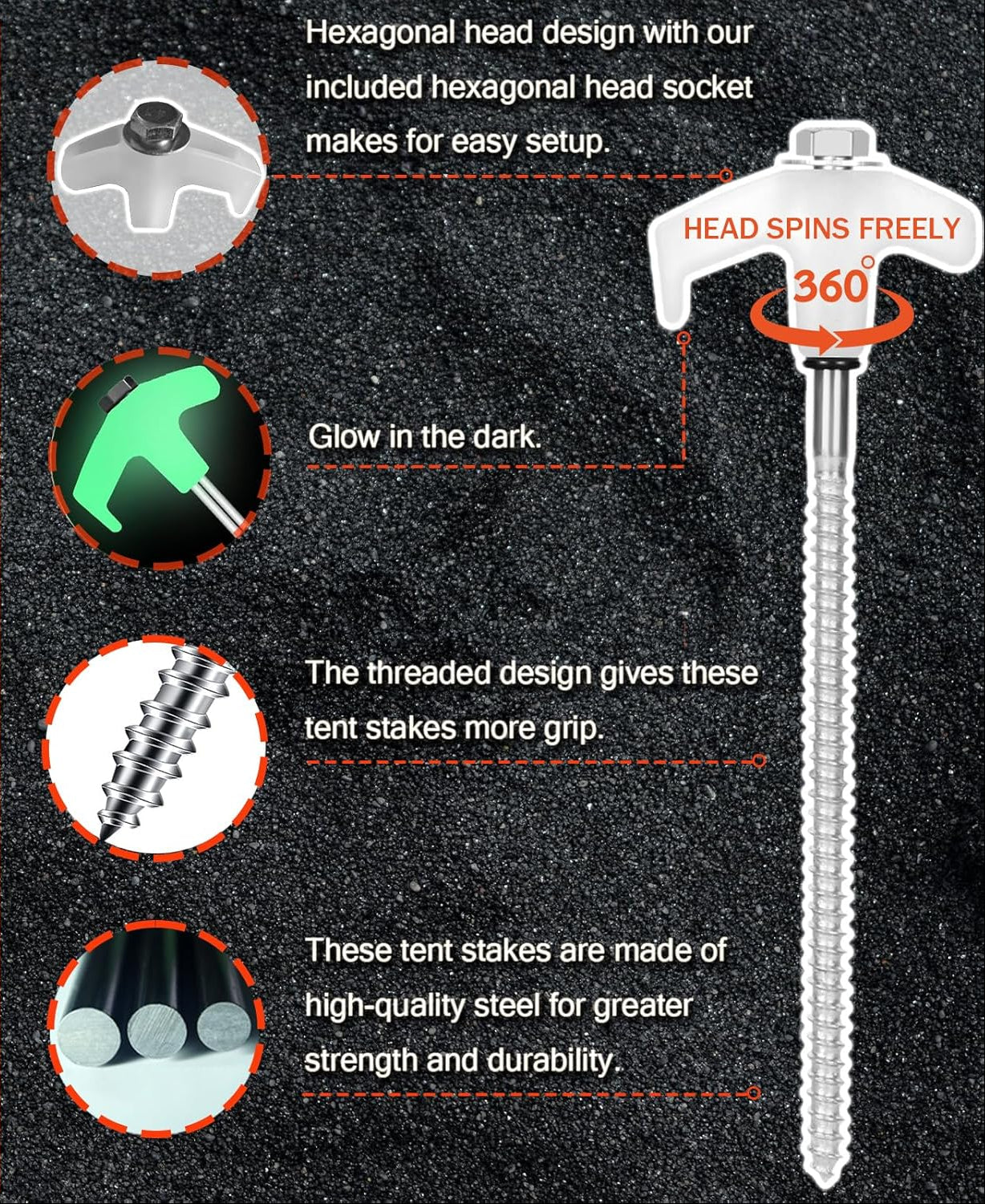 Secure Ground Steel Tent Anchors – 12 Pack for Reliable Camping