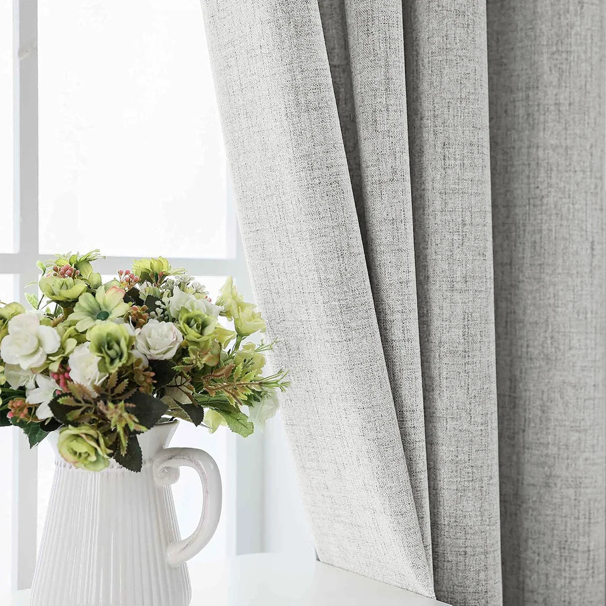 SereneShade – 2 Panel Complete Light-Blocking Linen Curtains