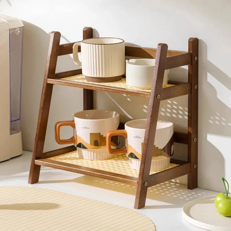 Double-Level Bamboo Organizer – Shelf for Kitchen and Office