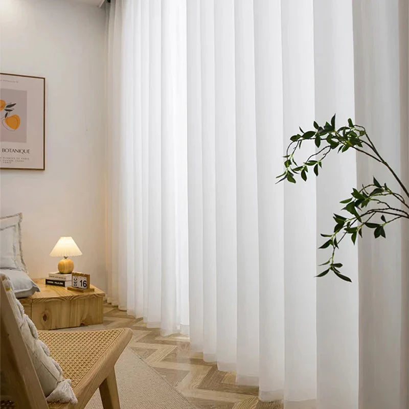 Luminous White Chiffon Window Drapes for Elegant Spaces
