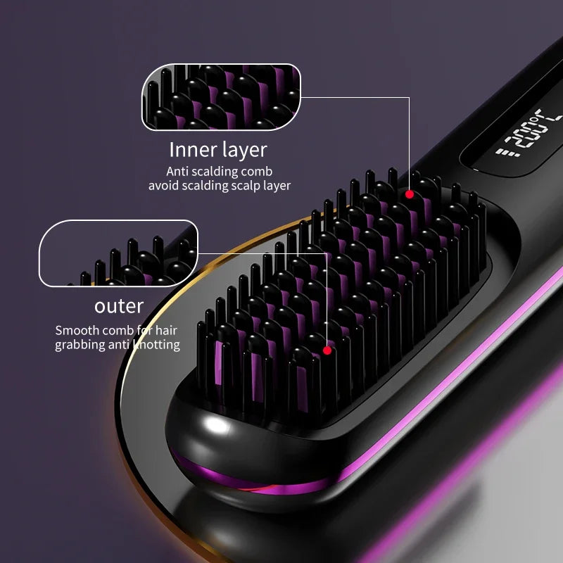 Portable Cordless Hair Smoother | USB Rechargeable & LCD Control