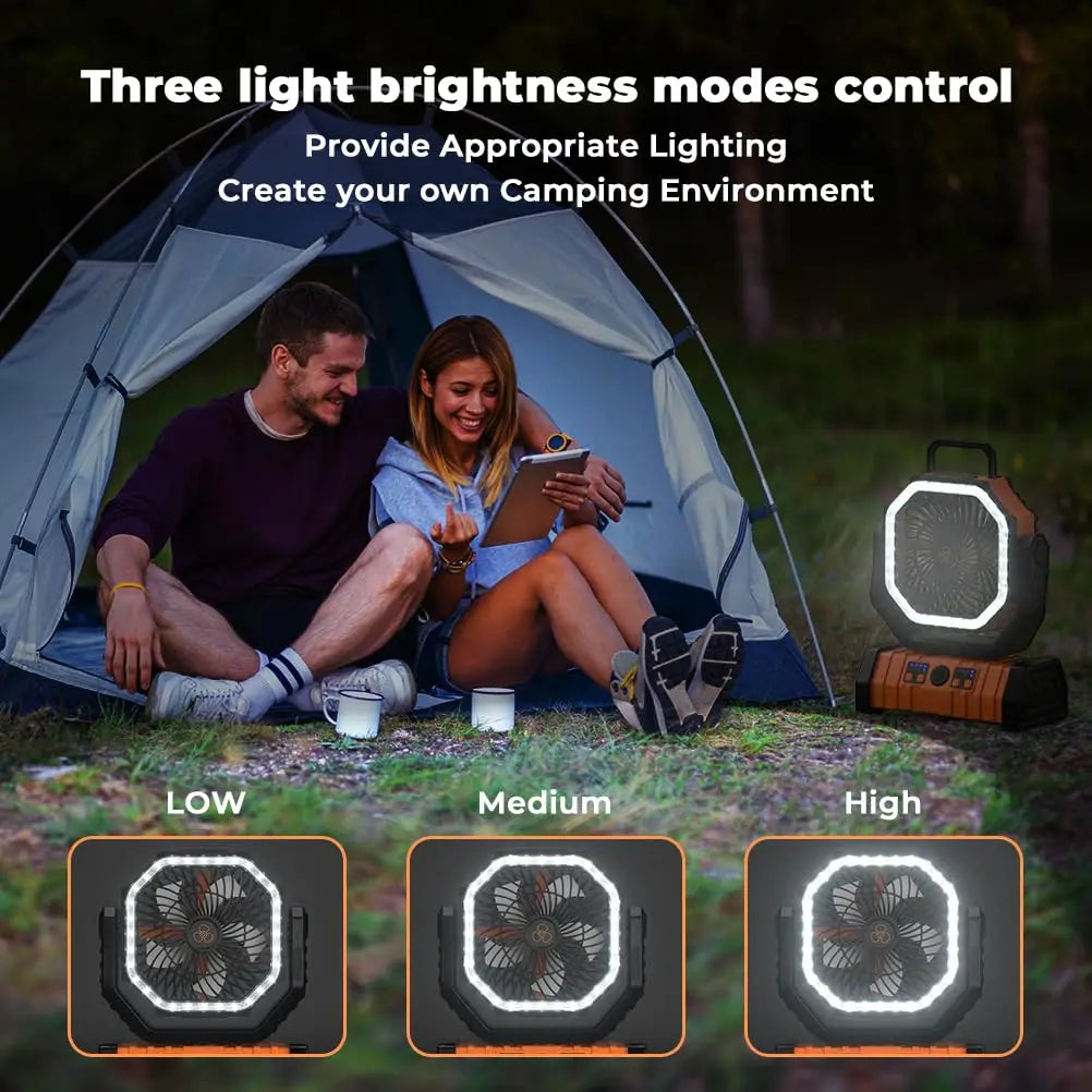 Versatile 20000mAh Camping Fan with Light & Power Bank