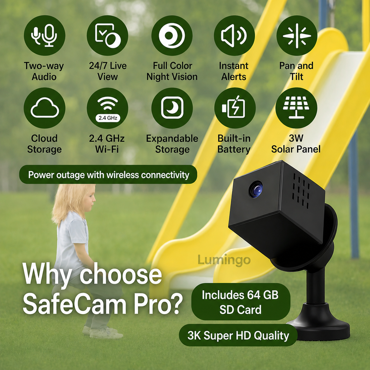 4K Wireless Security Camera with Night Vision and Infrared