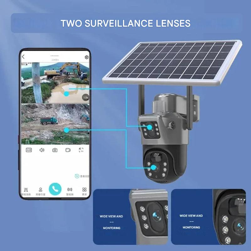 Solar Security Camera with Dual Lens | 10x Zoom 360° PTZ | 12,000 mAh IP66 4G Wi-Fi