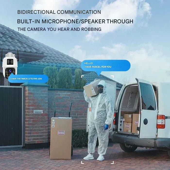 Solar Security Camera with Dual Lens | 10x Zoom 360° PTZ | 12,000 mAh IP66 4G Wi-Fi
