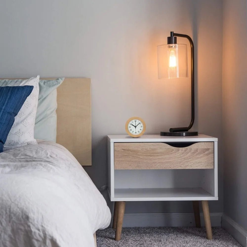 Natural Beech Wood Alarm Clock with Analog Display