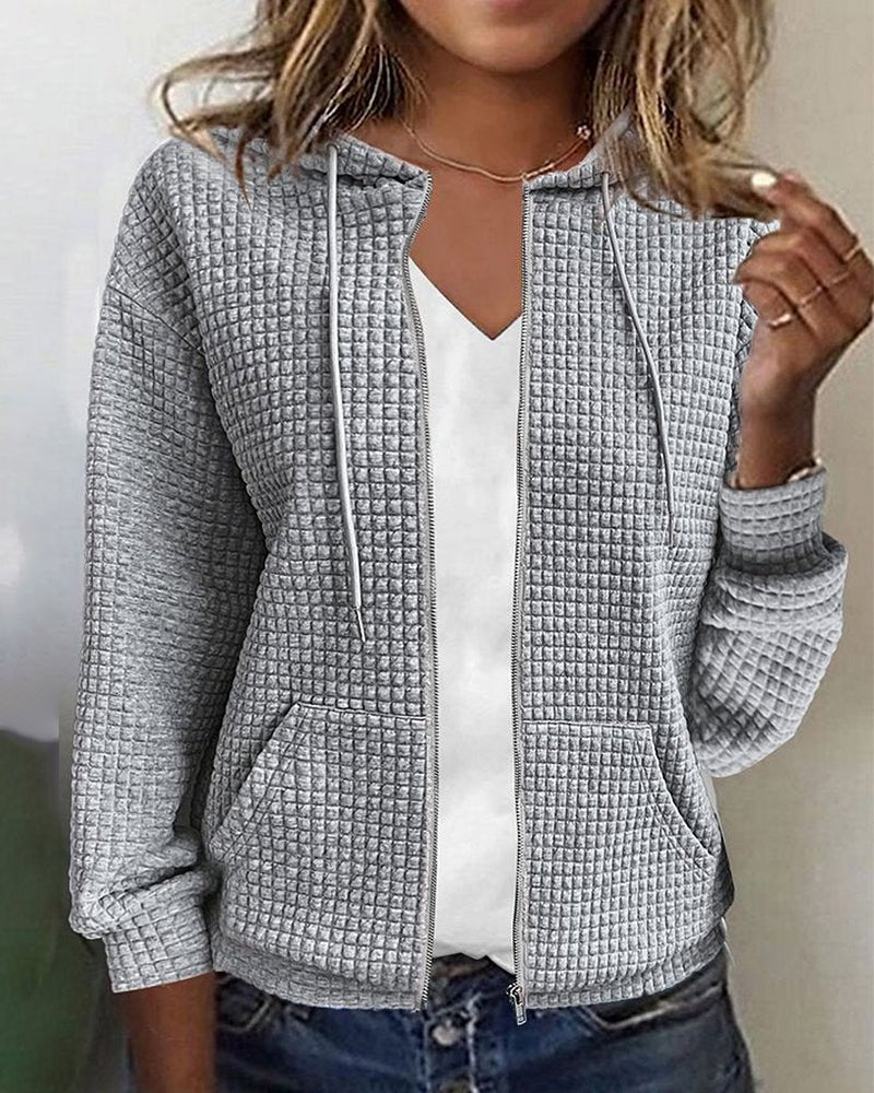 Knitted Cardigan with Block Pattern