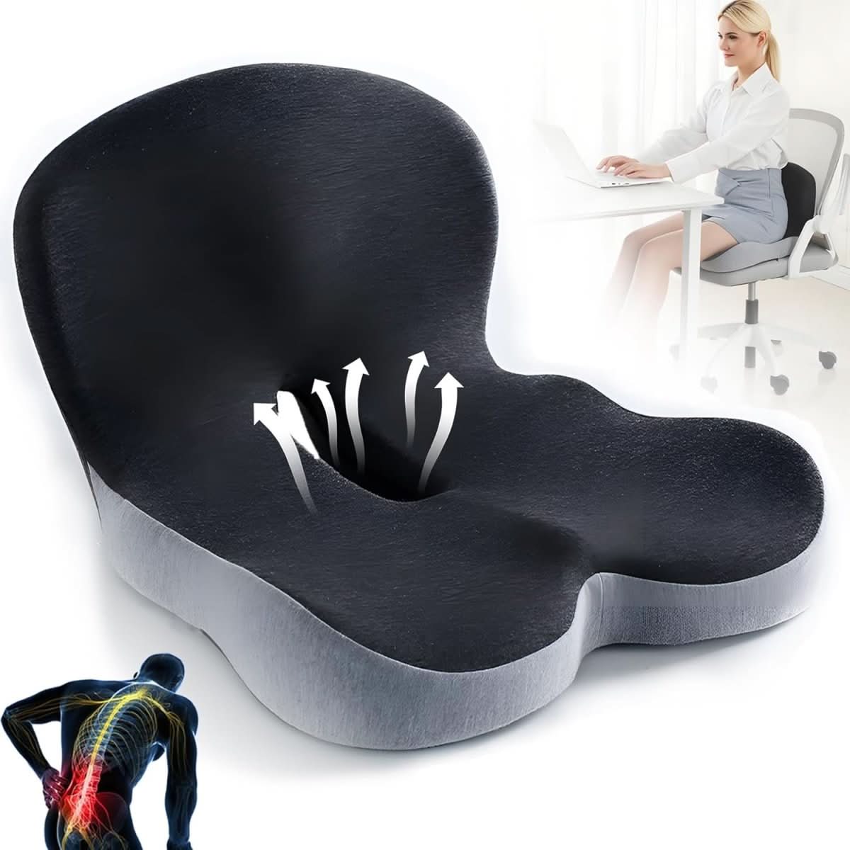 Ergonomic Memory Foam Seat Cushion – Pressure Relief & Non-Slip