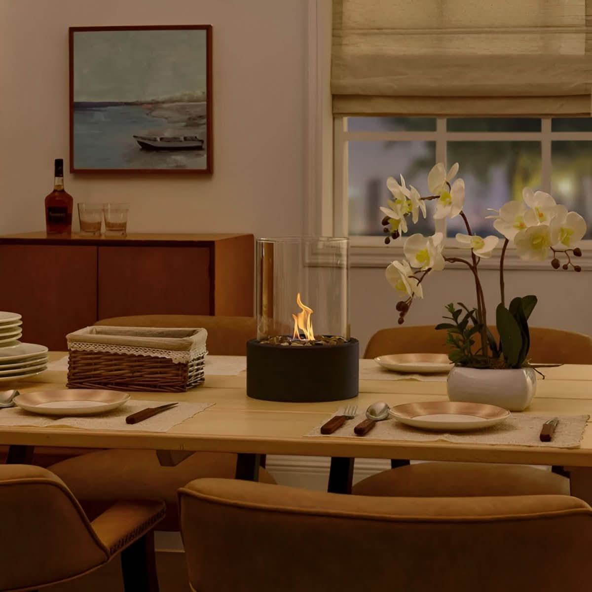 Elysian Glow - Compact Tabletop Fireplace for Clean, Cozy Ambiance