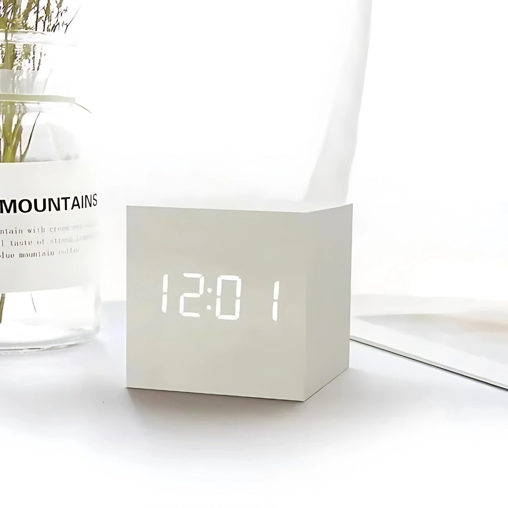 Modern Smart Cube Alarm Clock with Temperature & Snooze
