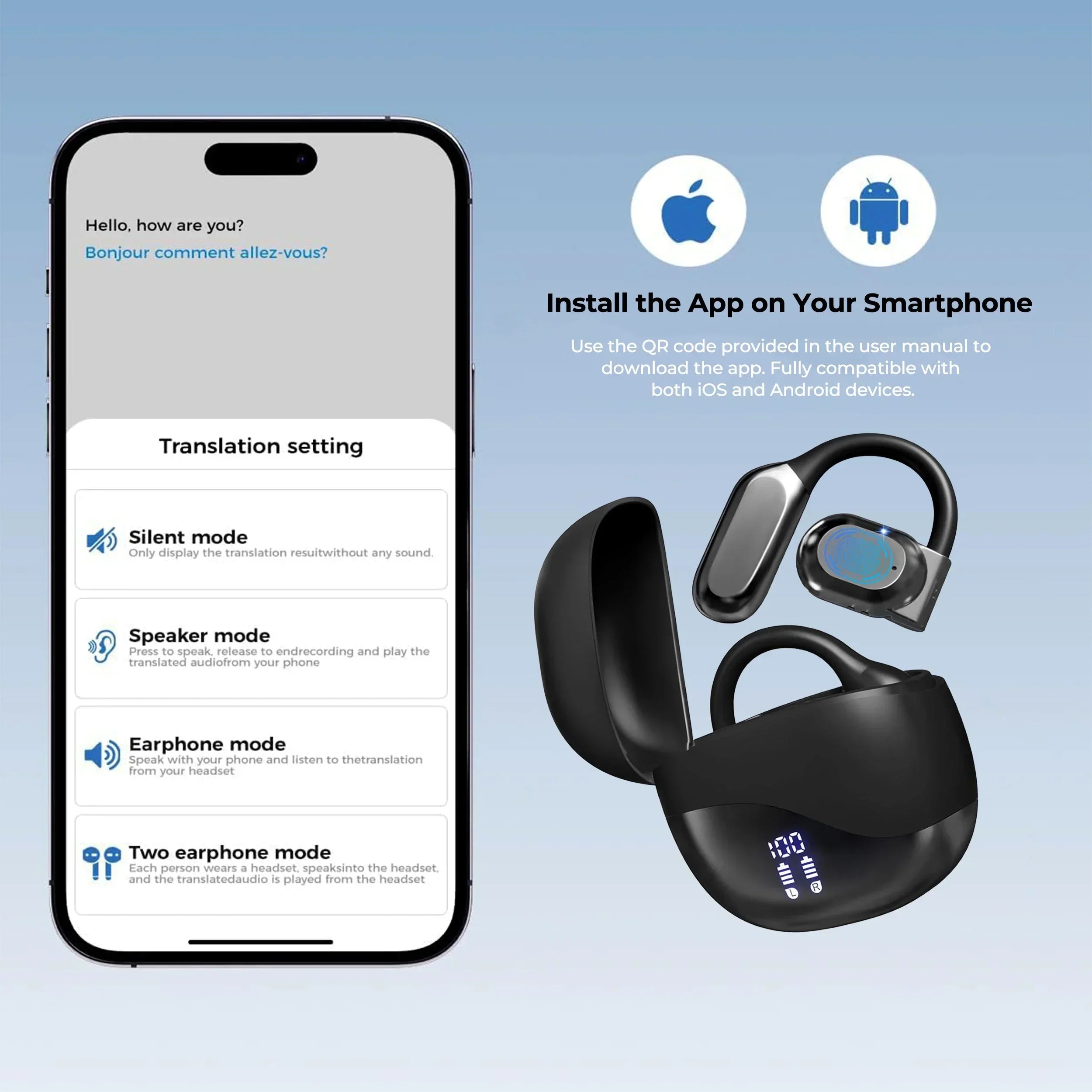Instant Language Communication Earbuds – Wireless Translation & Audio