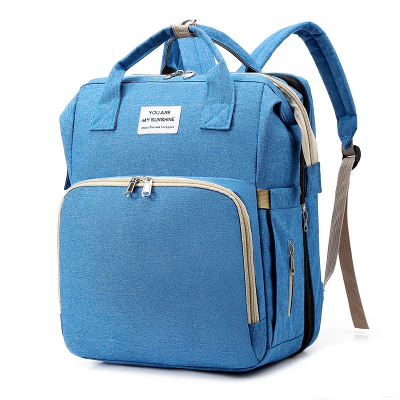 Versatile Travel Backpack with Built-In Baby Crib and USB Charging