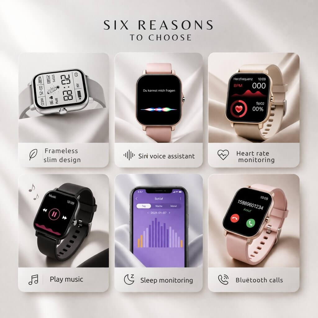 Smartwatch with Heart Rate and Sleep Tracking – Bluetooth Enabled
