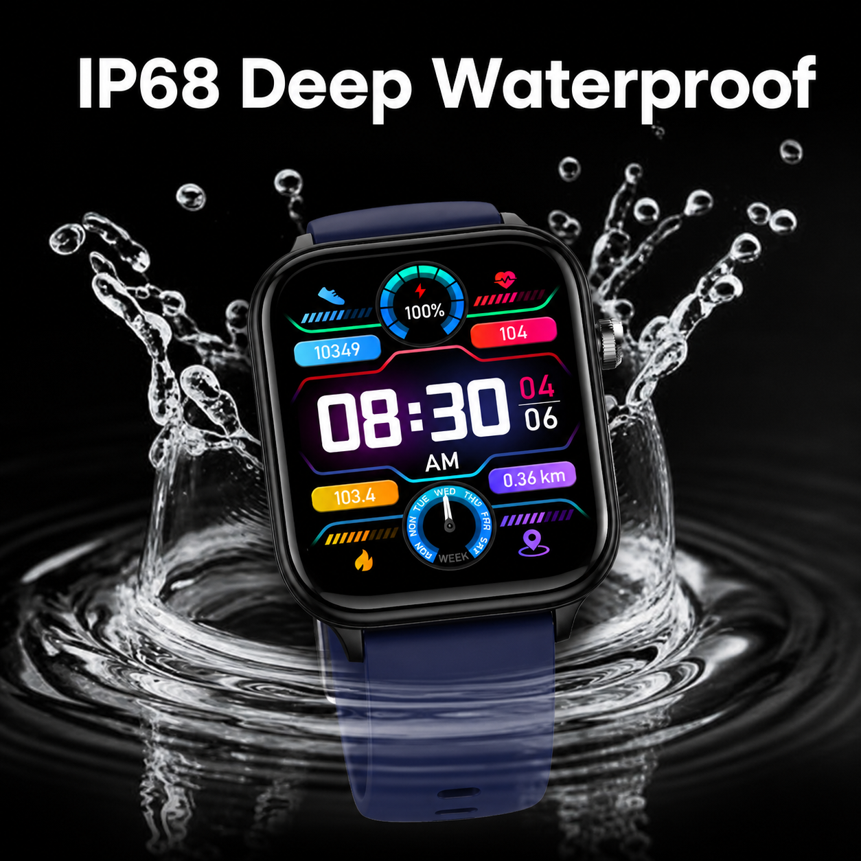 Smartwatch with SOS Emergency Alert and Fall Detection | Heart Rate, Oxygen, and Activity Monitoring | Bluetooth and Waterproof