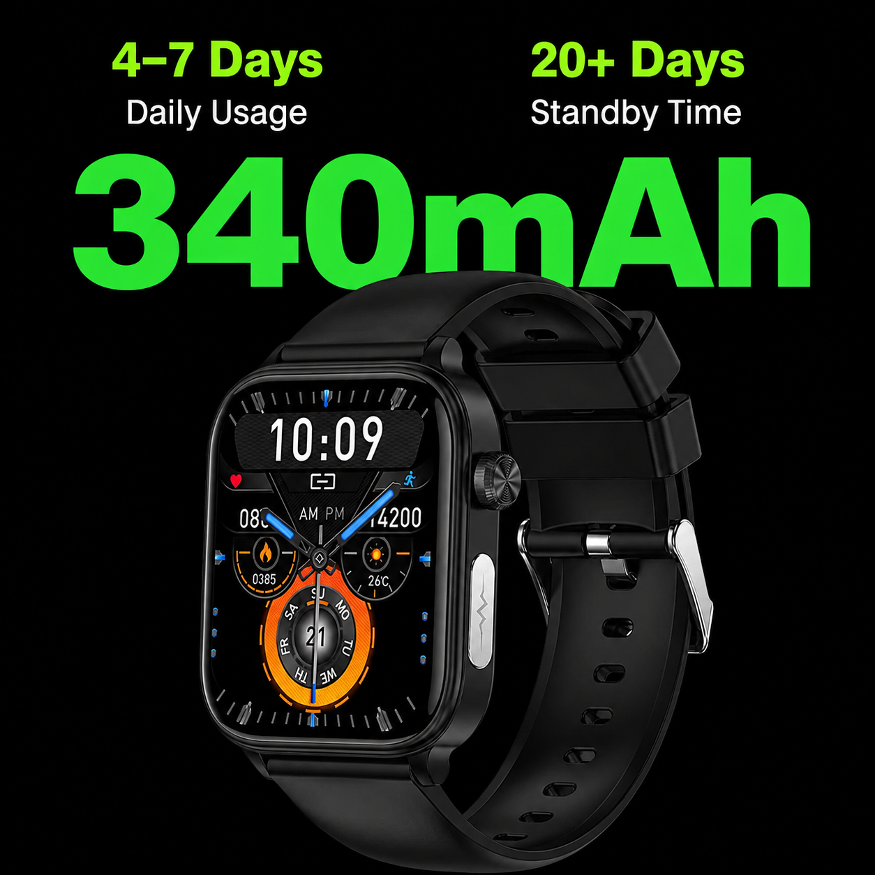 Smartwatch with SOS Emergency Alert and Fall Detection | Heart Rate, Oxygen, and Activity Monitoring | Bluetooth and Waterproof