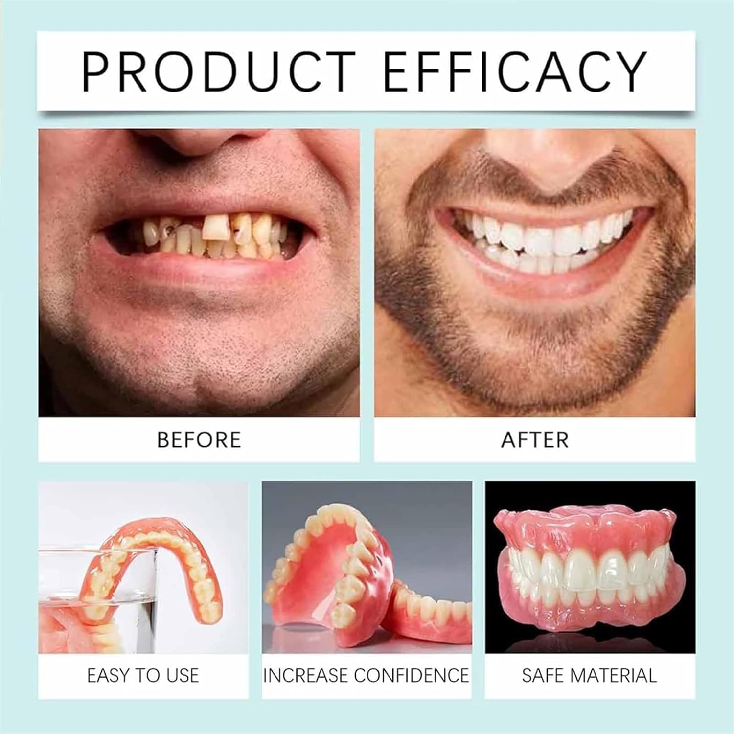 Silicone Denture Kit for Confident All-Day Smiling Without Slipping or Pain