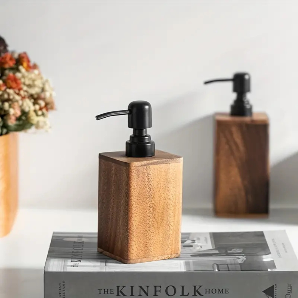 Eco-Friendly Wooden Soap Dispenser - Refillable & Stylish