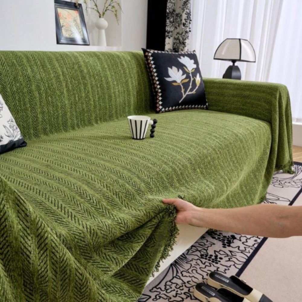 Elegant Chenille Microfiber Sofa Protector with Non-Slip Design