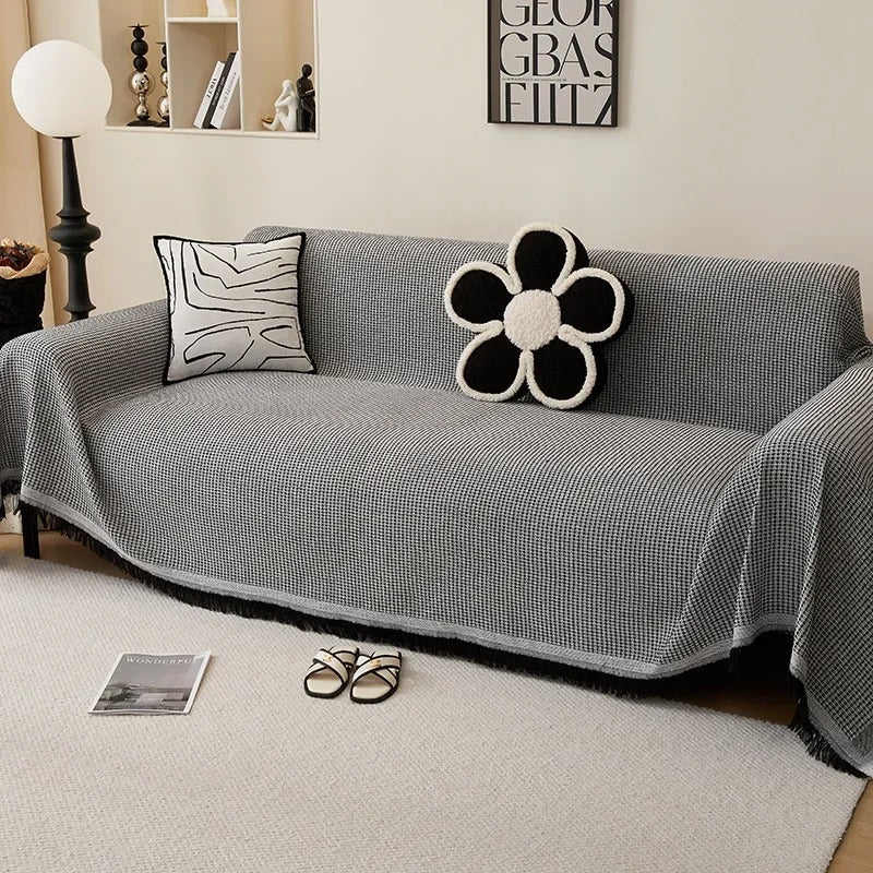 Chic Sofa Protector with Fringe, Soft Fabric, Machine Washable