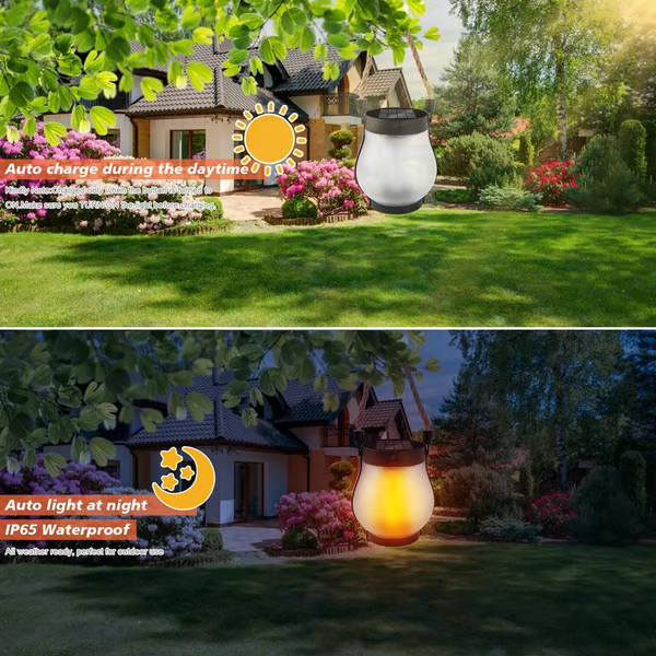 Solar Garden Lanterns with Flame Effect – Weather Resistant