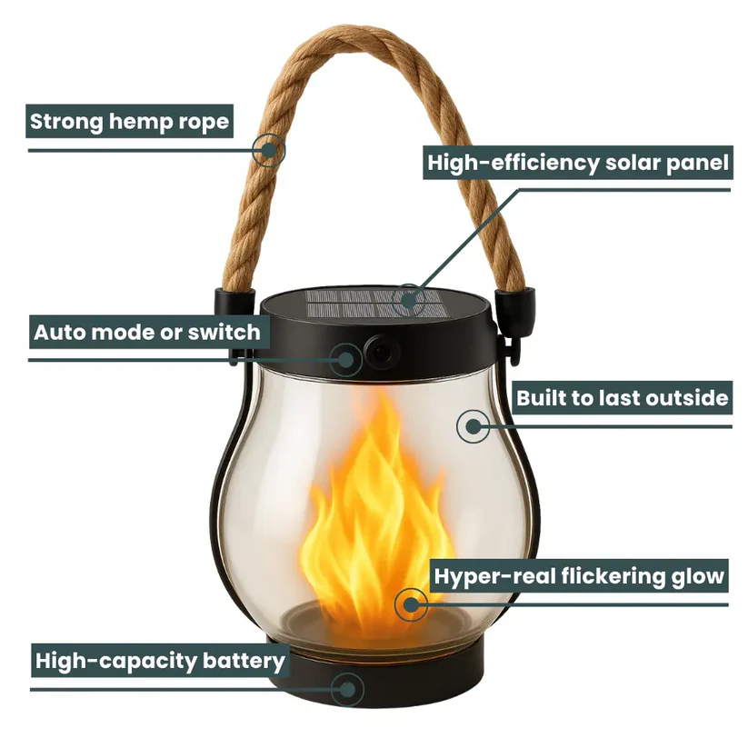 Solar Garden Lanterns with Flame Effect – Weather Resistant