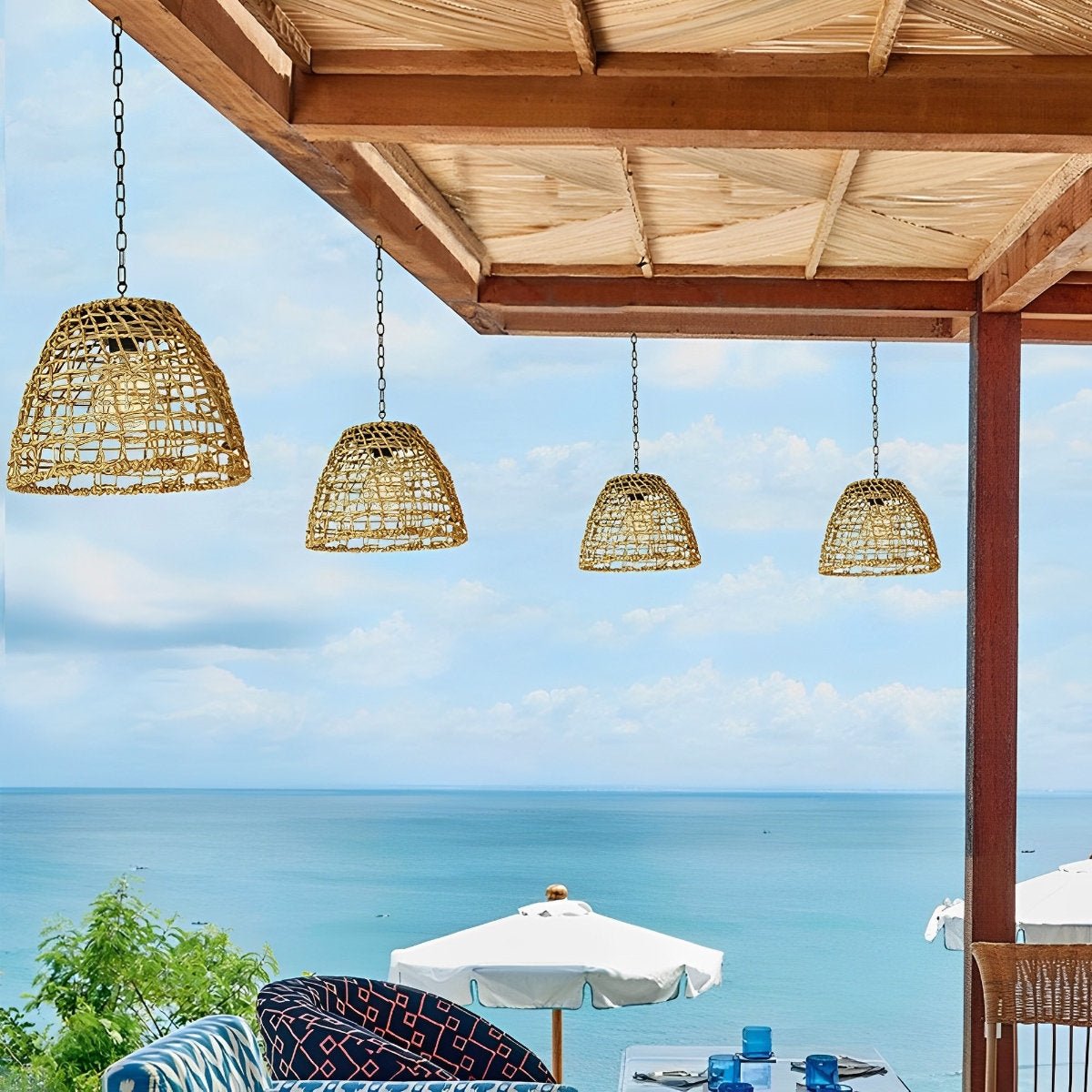 Solar Lantern in Boho Rattan Design | Weather Resistant
