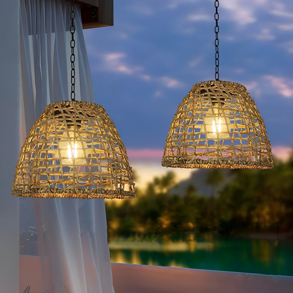 Solar Lantern in Boho Rattan Design | Weather Resistant