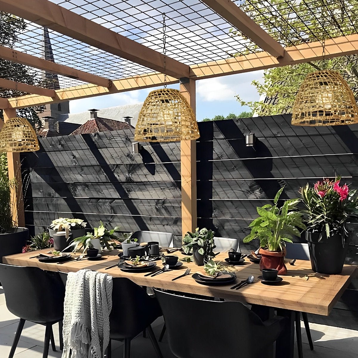 Solar Lantern in Boho Rattan Design | Weather Resistant