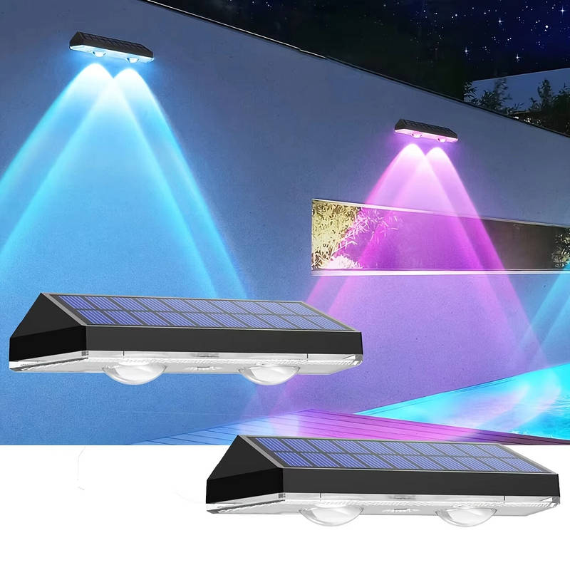 Versatile Solar-Powered LED Wall Light with 8 Stunning Colors