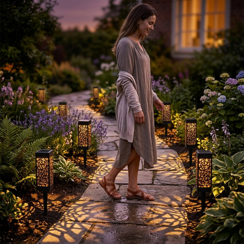 Elegant Solar Pathway Lights with Warm LED for Outdoor Spaces