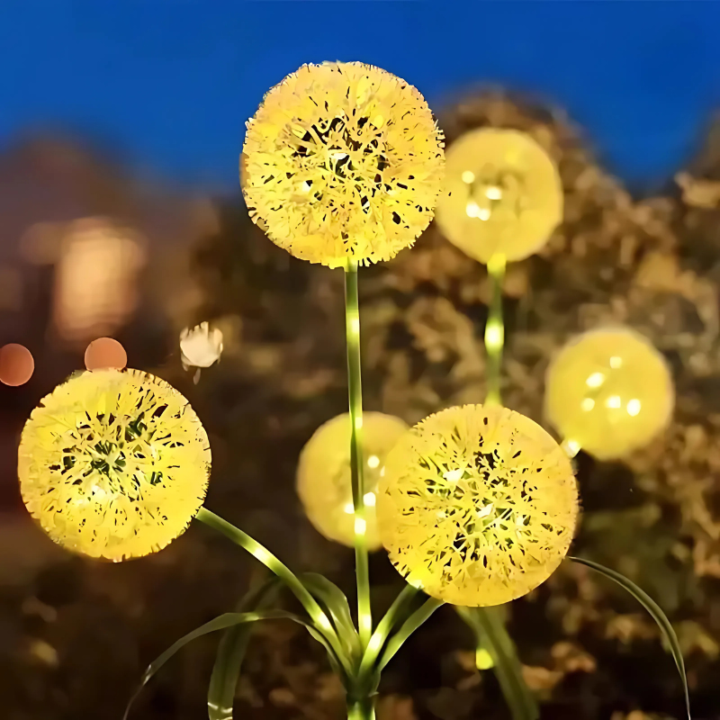Vibrant Solar-Powered Dandelion Lights for Your Garden