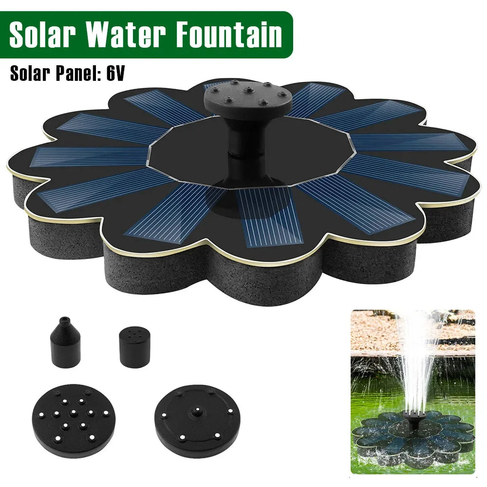 SerenitySprout – Solar-Powered Garden Fountain with 5 Nozzle Options