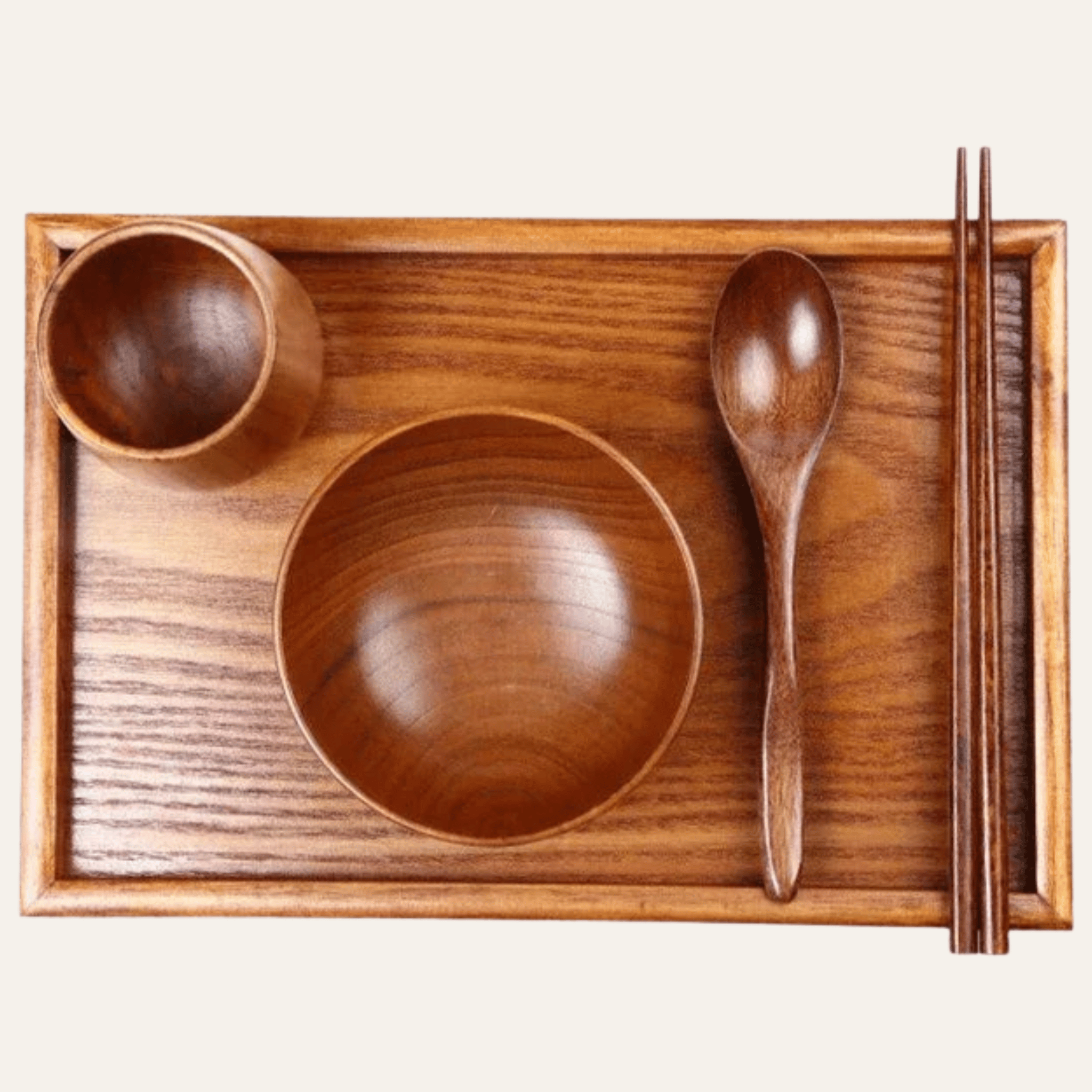 Natural Wood Dining Set – Elegant Japanese-Inspired Tableware