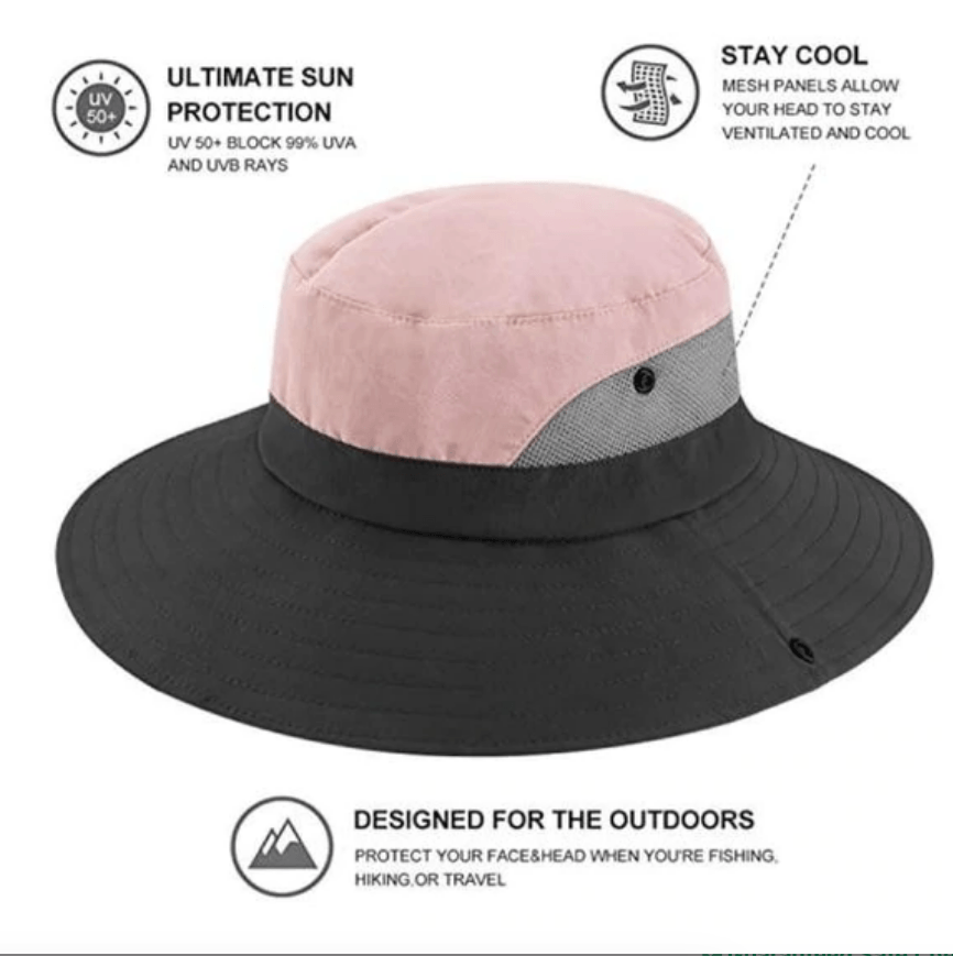 Women's Sun Hat with Drawstring Closure and Chin Strap | Ventilated Mesh