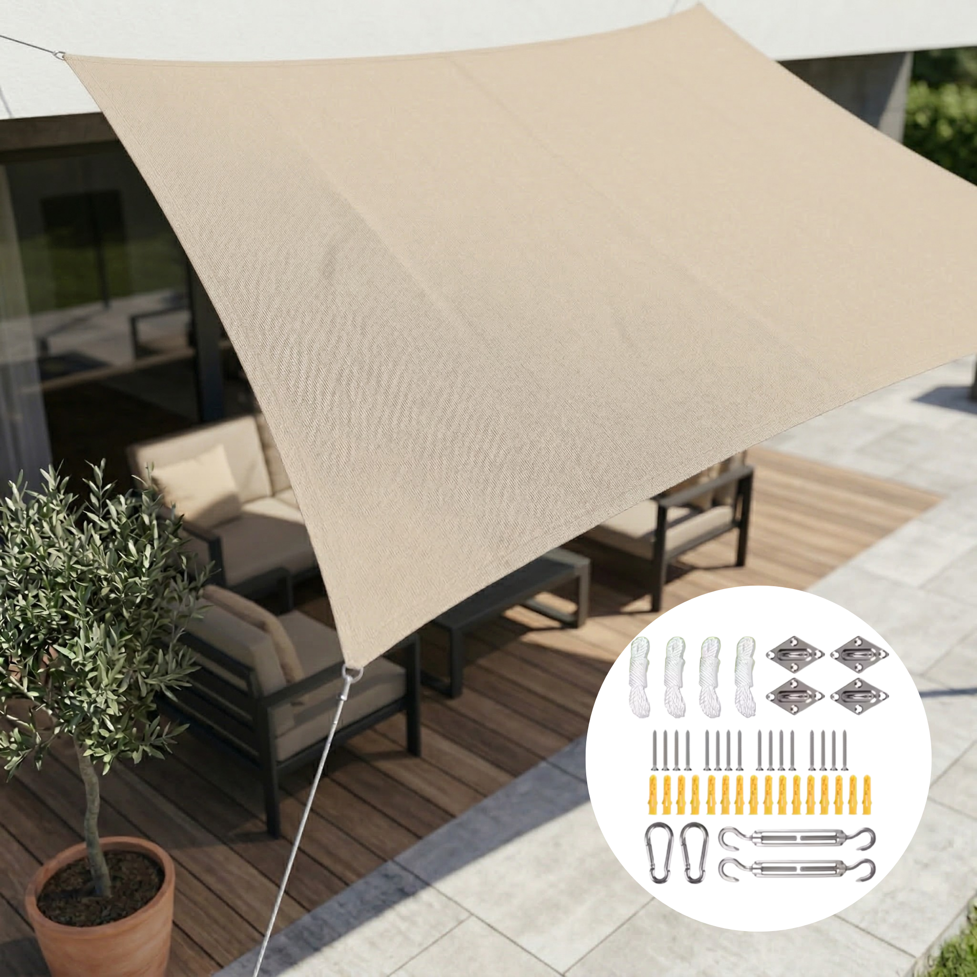 Rectangular Waterproof Shade Sail | Outdoor Fabric with UV Protection