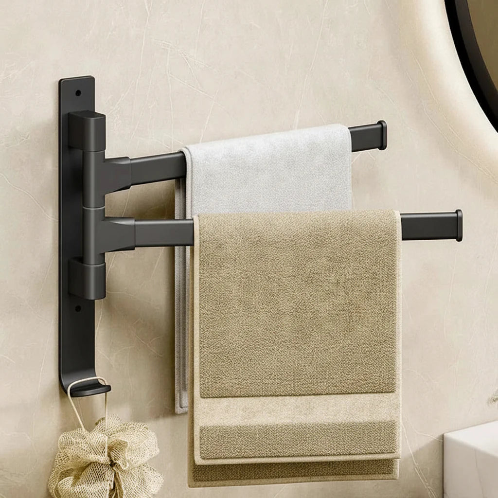 Adjustable Wall-Mounted Towel Holder with Swivel Function