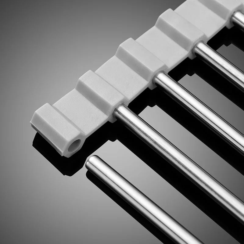Compact Stainless Steel Dish Rack with Integrated Drainage System