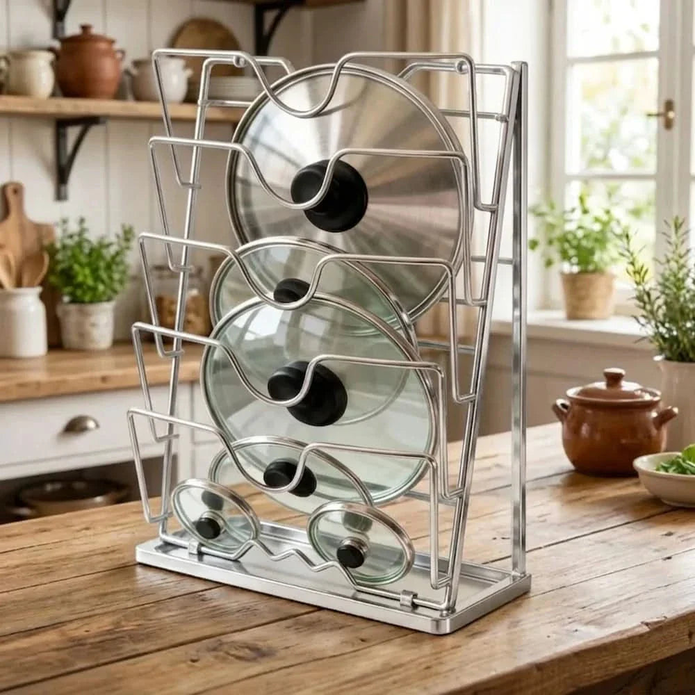 Wall-Mounted Rack for Organizing Pot Lids