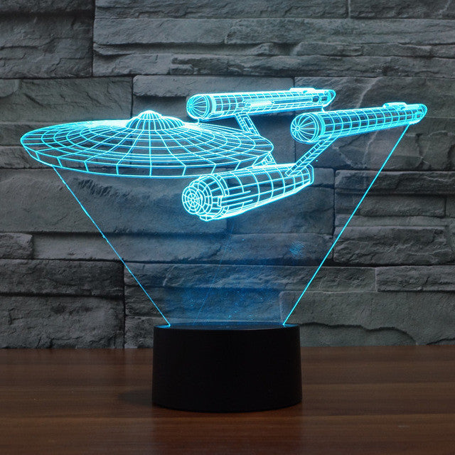 Multicolor LED 3D Spaceship Illusion Lamp