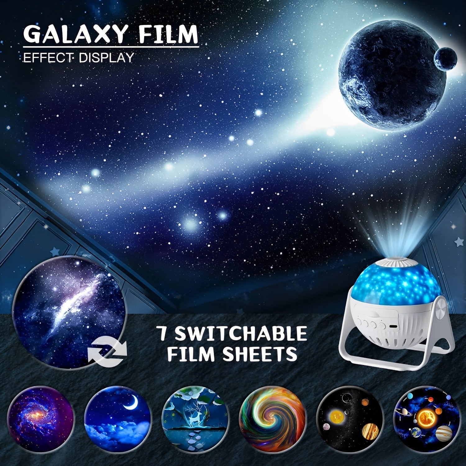 7-in-1 Realistic Planetarium Projector - Starry Night Theme