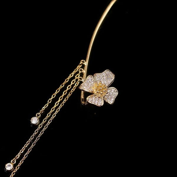 Sparkling Zirconia Butterfly Design Statement Earrings