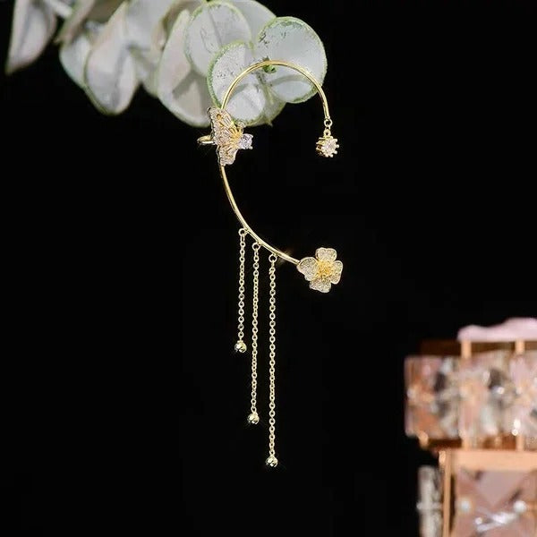 Sparkling Zirconia Butterfly Design Statement Earrings